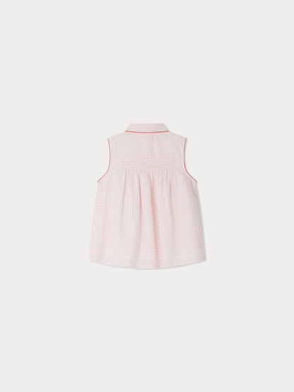 Blouse Fedra à carreaux smockée et brodée
