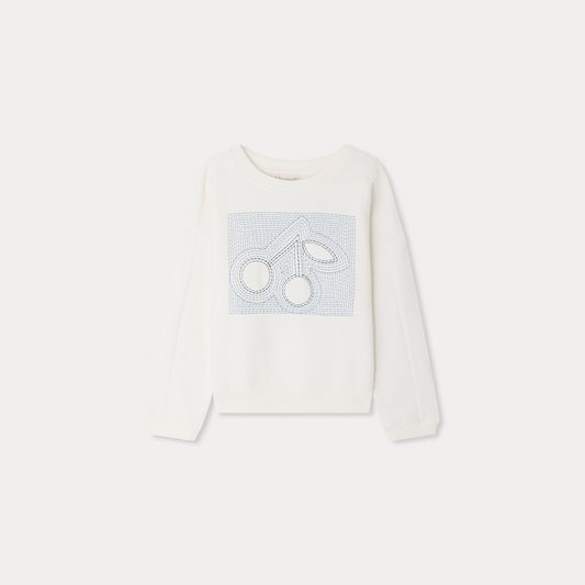 女童白色Logo棉卫衣