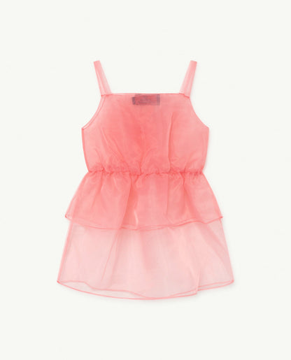 女童粉色花朵薄纱连衣裙