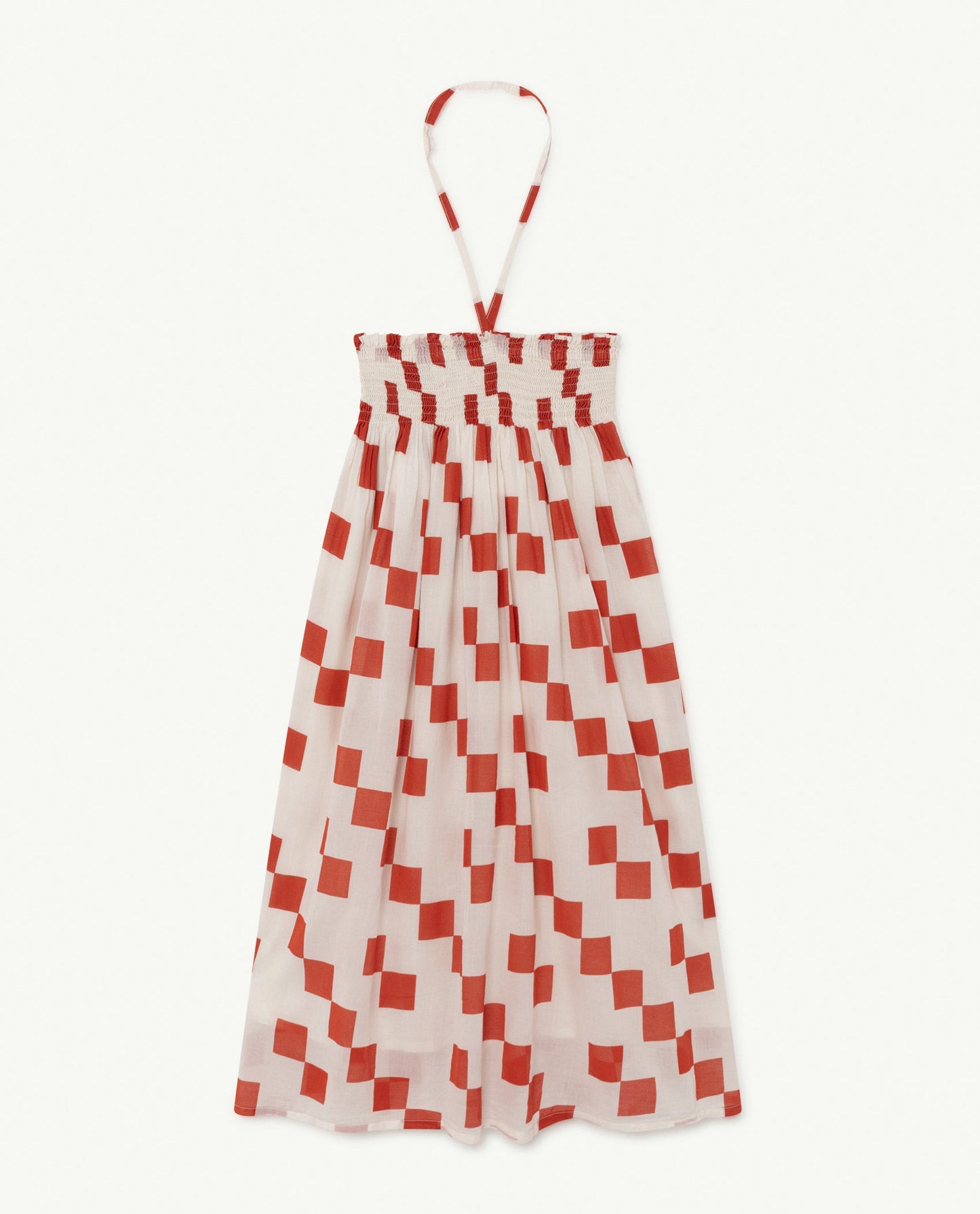 女童白色方格棉连衣裙