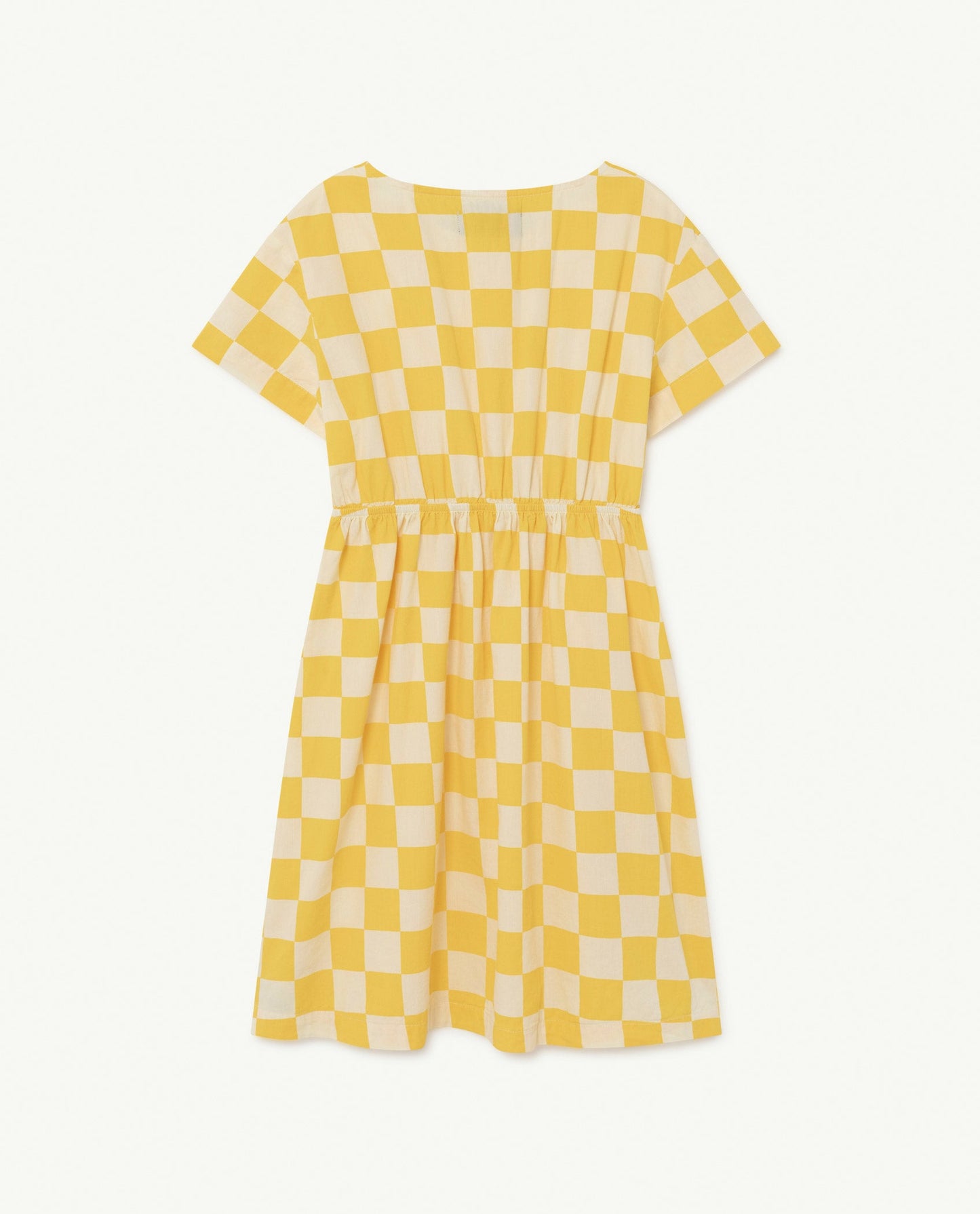 女童黄色方格棉连衣裙