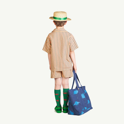 儿童驼色条纹棉睡衣套装