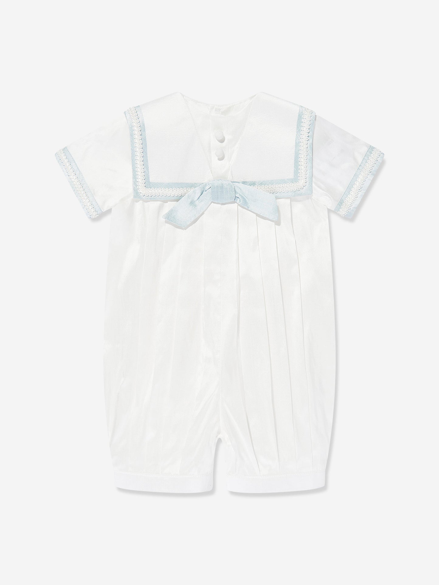 Baby Boys Silk Romper and Hat in Ivory