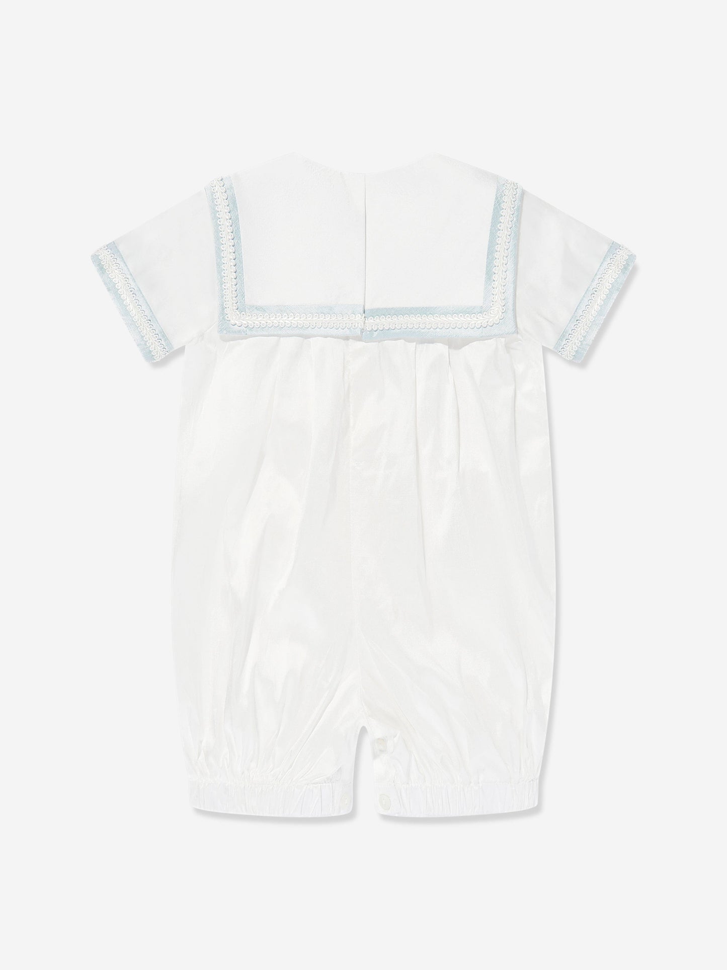 Baby Boys Silk Romper and Hat in Ivory