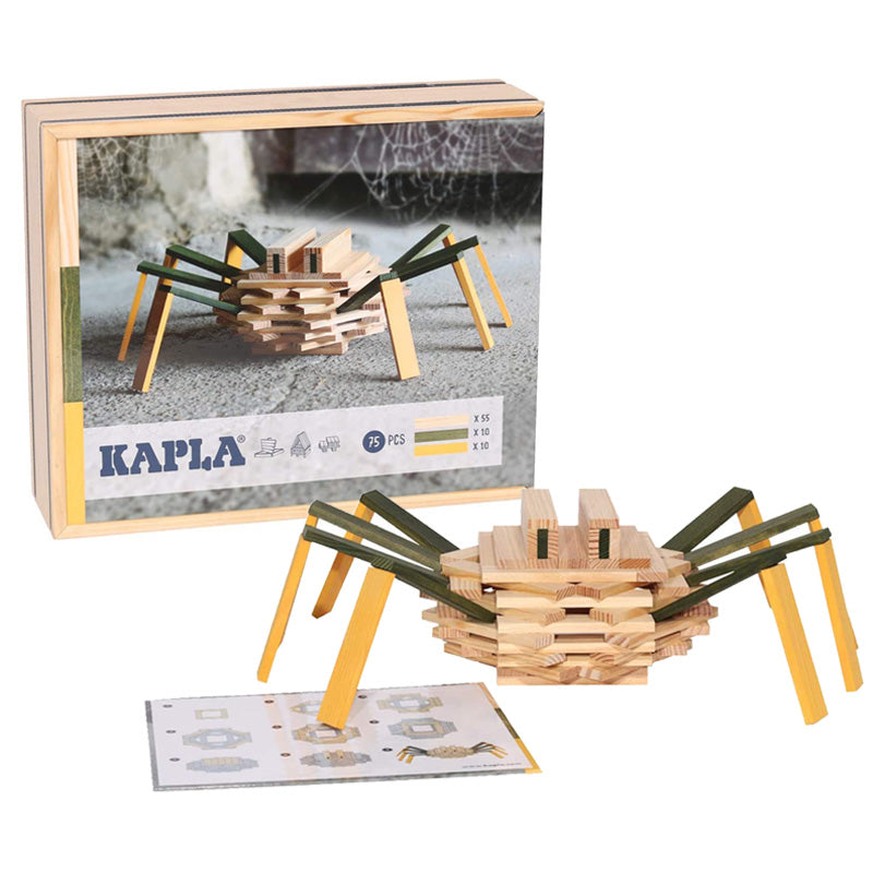 KAPLA建构片——木盒礼品装彩色小蜘蛛款（75片装）