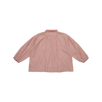 女童粉色条纹棉衬衫
