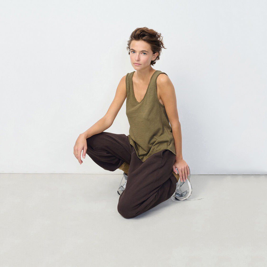 女士绿色棉背心