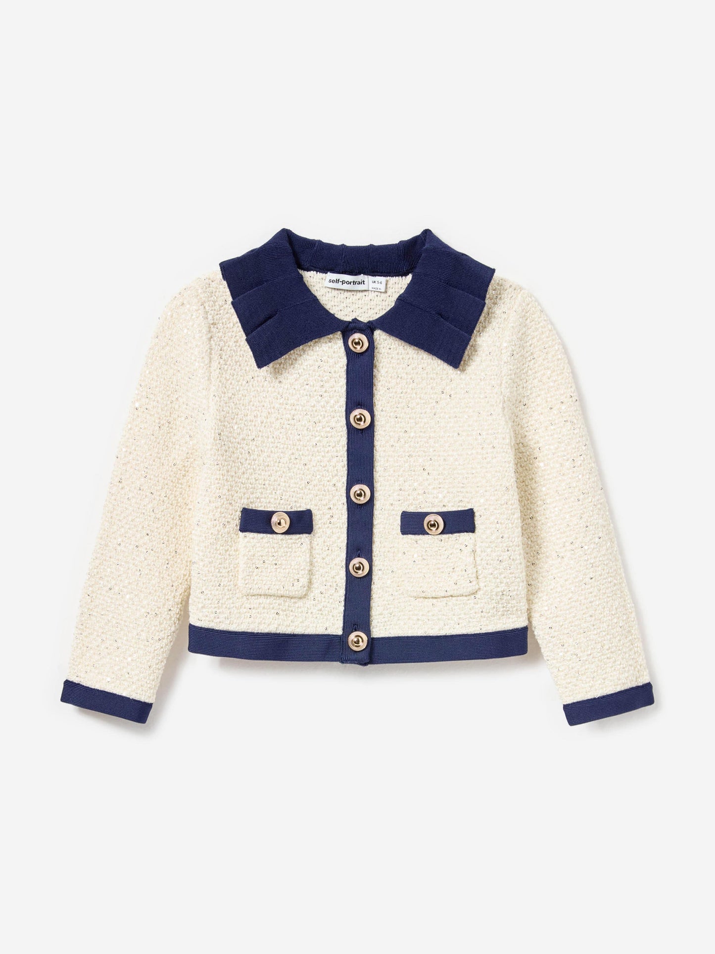 Girls Sequin Knit Cardigan in Ivory