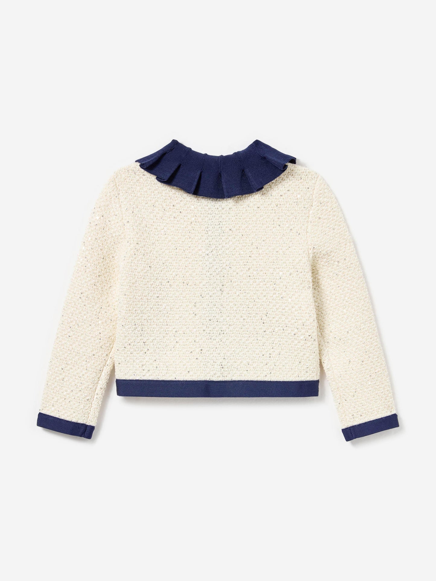 Girls Sequin Knit Cardigan in Ivory