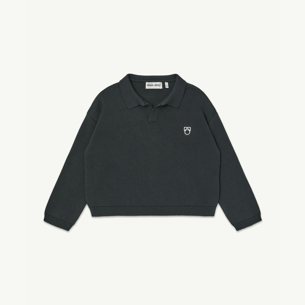 儿童深灰色刺绣Logo棉Polo衫
