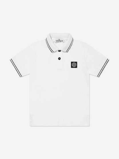 Boys Compass Logo Polo Shirt in White