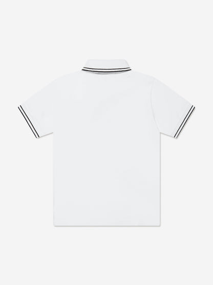 Boys Compass Logo Polo Shirt in White