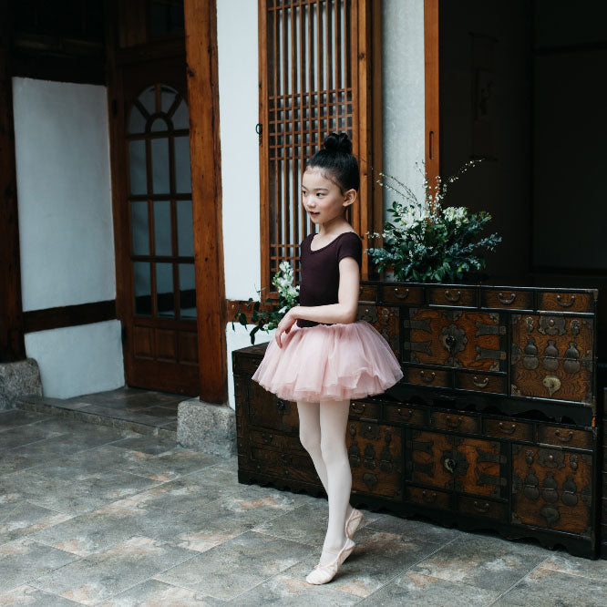 女童酒红色芭蕾舞连体衣