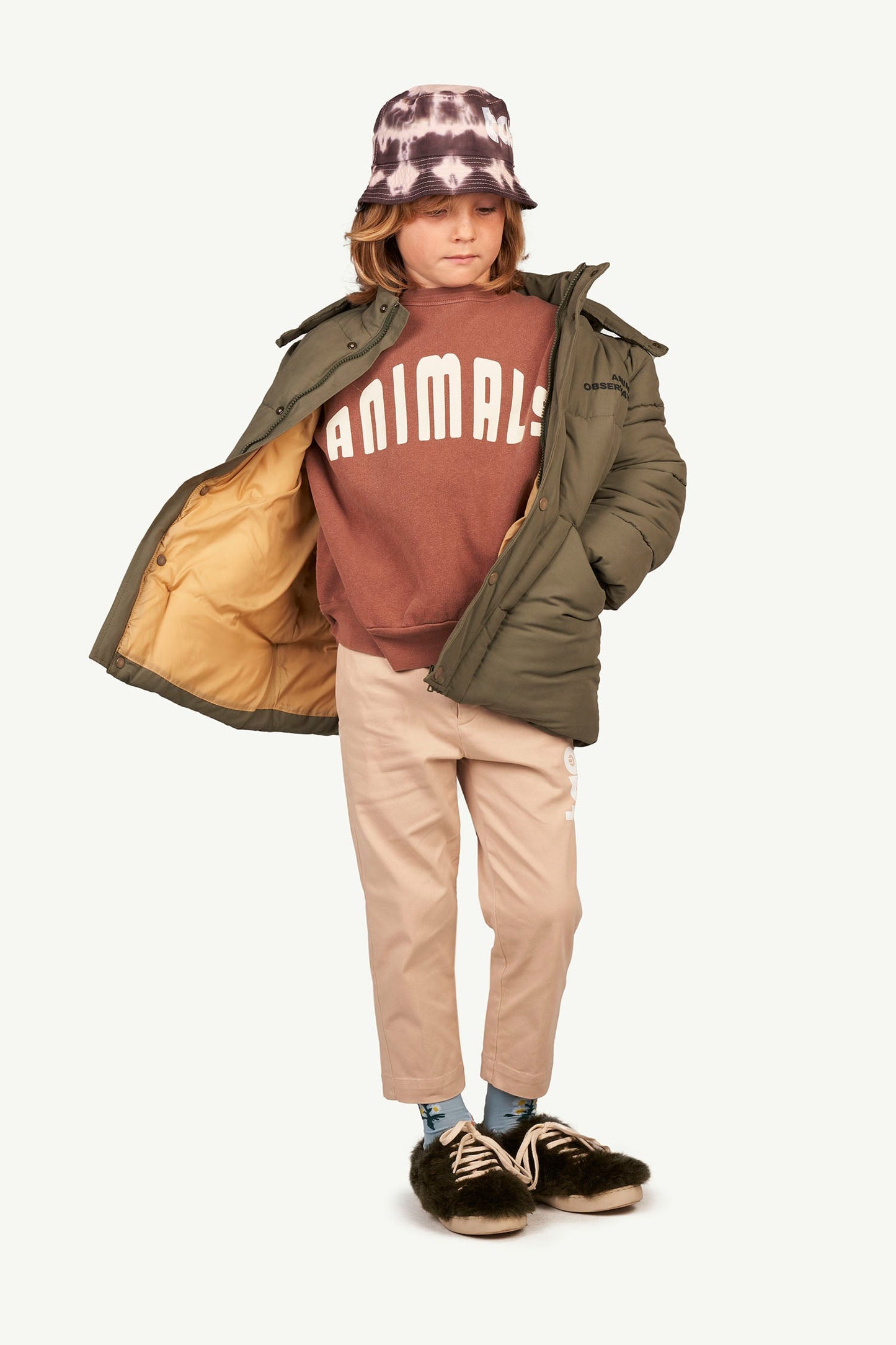 女童粉色Logo棉长裤