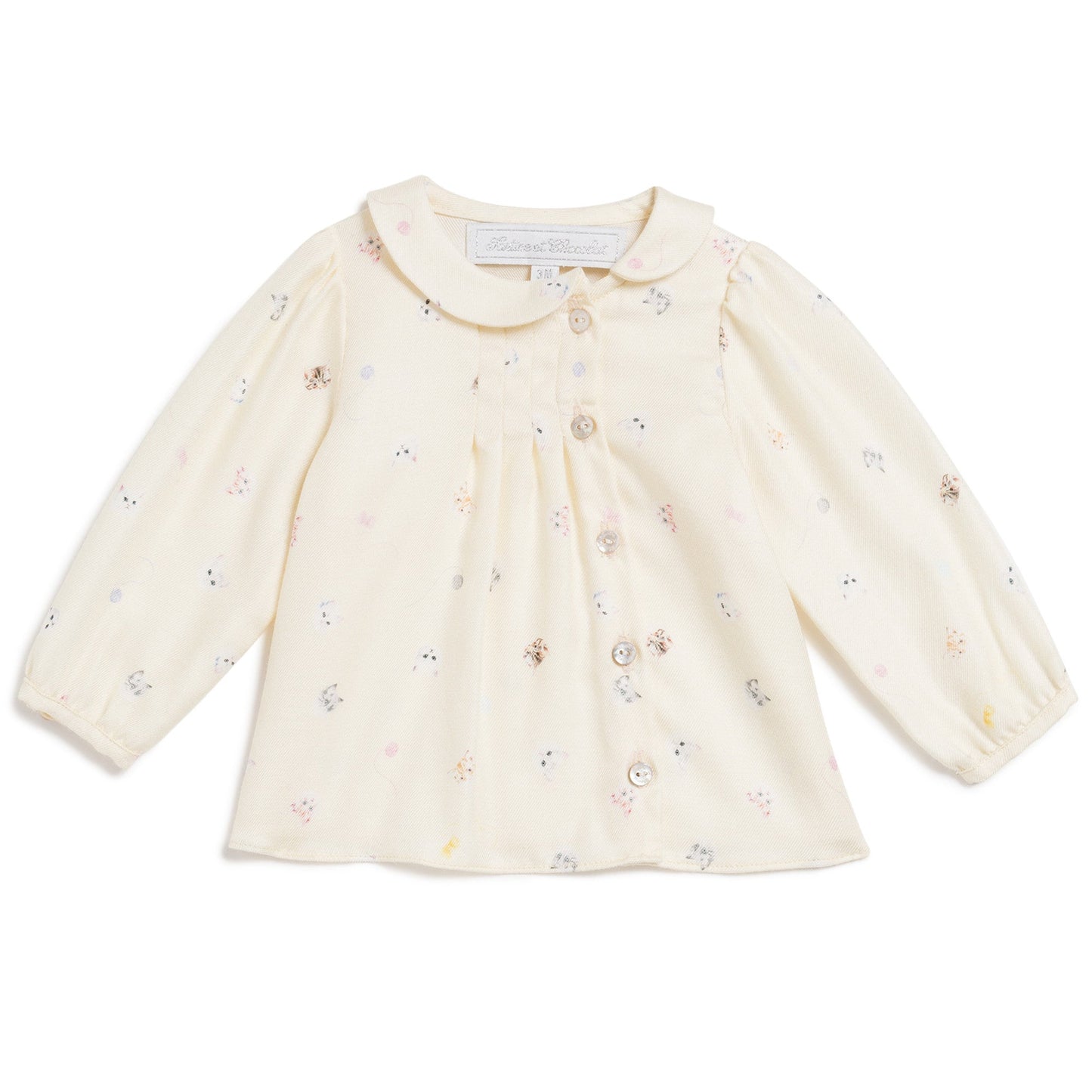 Baby Girls Beige Allover Printed Blouse