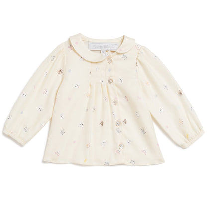 Baby Girls Beige Allover Printed Blouse