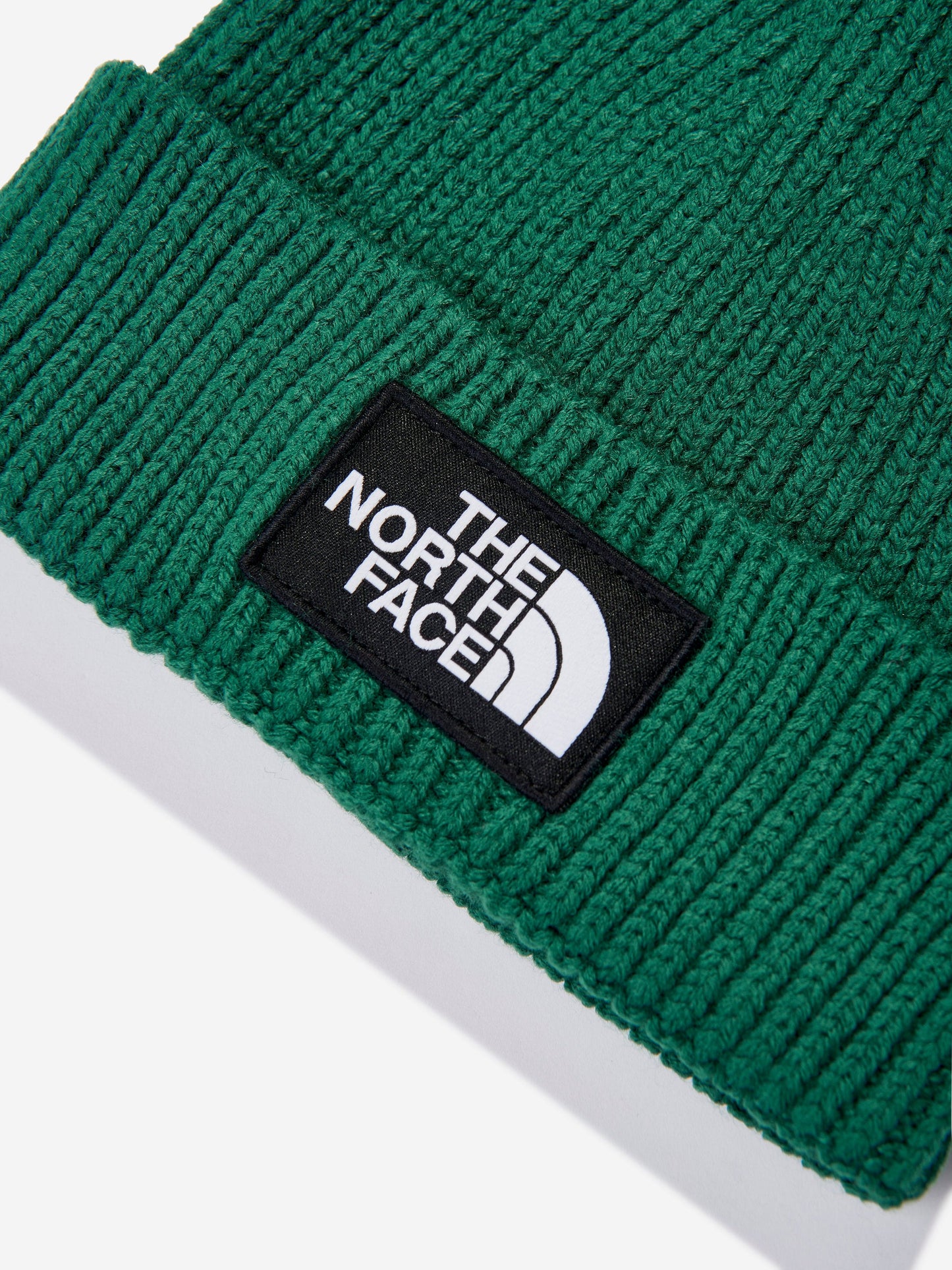 The North Face 儿童 TNF Box Logo 翻边无檐小帽（绿色）