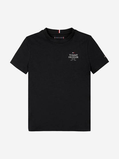 Tommy Hilfiger Boys Logo Puff Print Regular T-Shirt in Navy