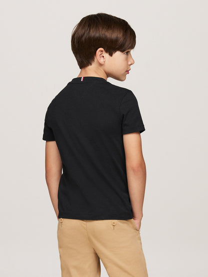 Tommy Hilfiger Boys Logo Puff Print Regular T-Shirt in Navy