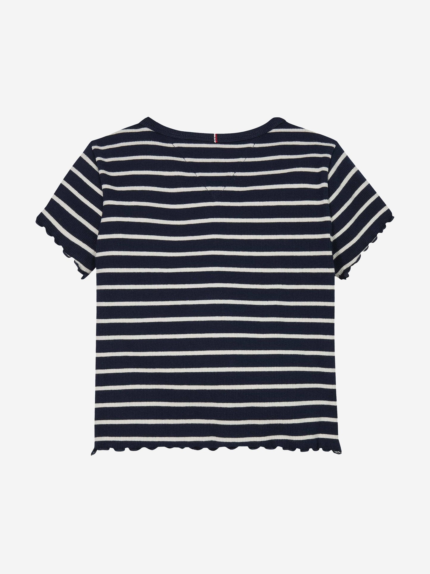 Girls Striped Rib Knit Top in Navy