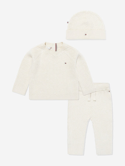 Baby Cable Knit Gift Set in Beige
