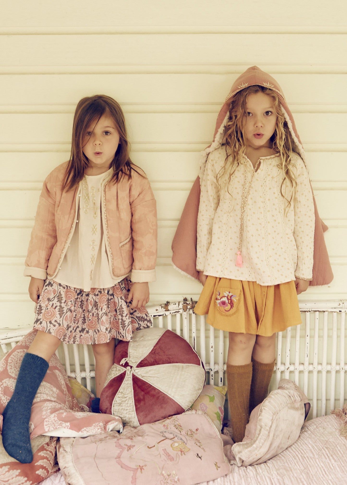 Girls Beige Embroidered Trims Cotton 'Katia' Blouse