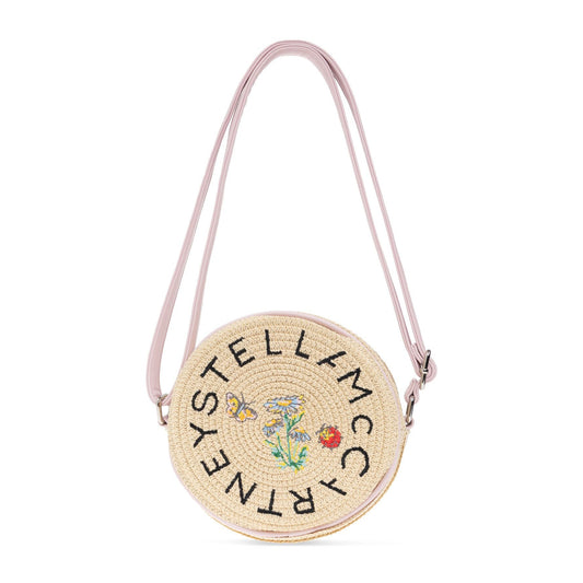 女童米色稻草单肩包(长17x宽17cm)