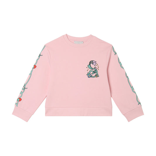 女童粉色印花棉卫衣