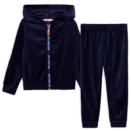 女童蓝色刺绣套装