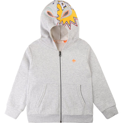 Boys Light Grey Zip Cotton Sweatshirt