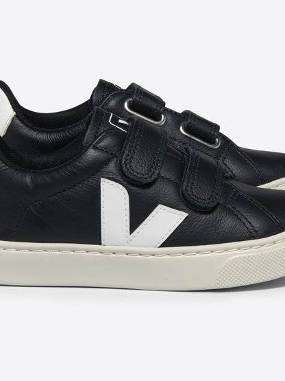 Kids Leather Esplar Trainers in Black