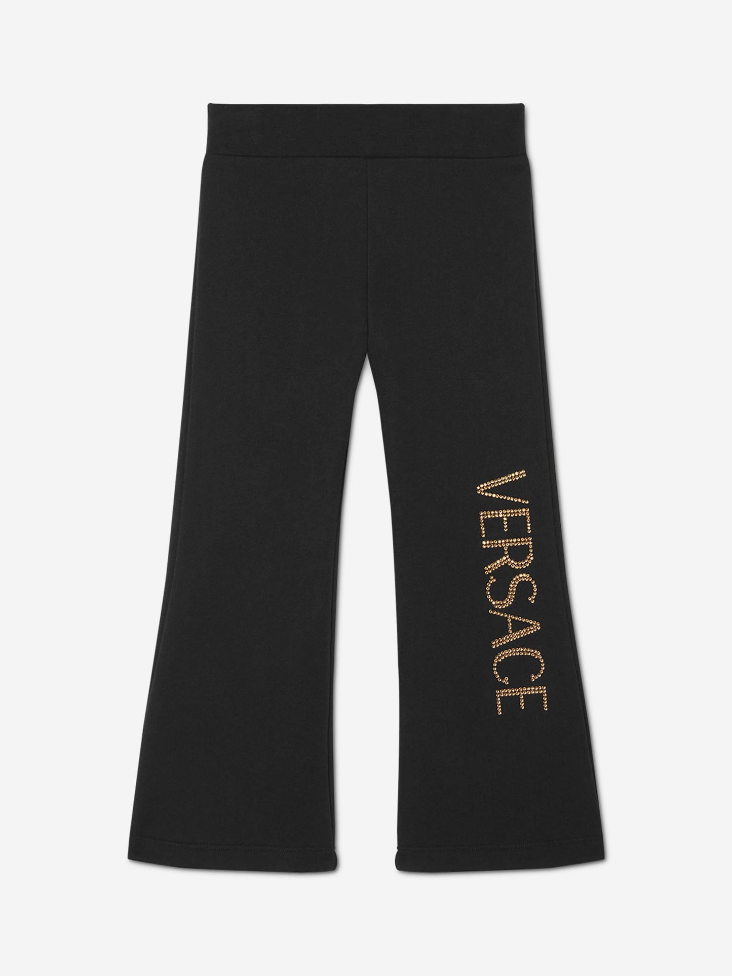 Versace 女童喇叭形徽标慢跑裤（黑色）