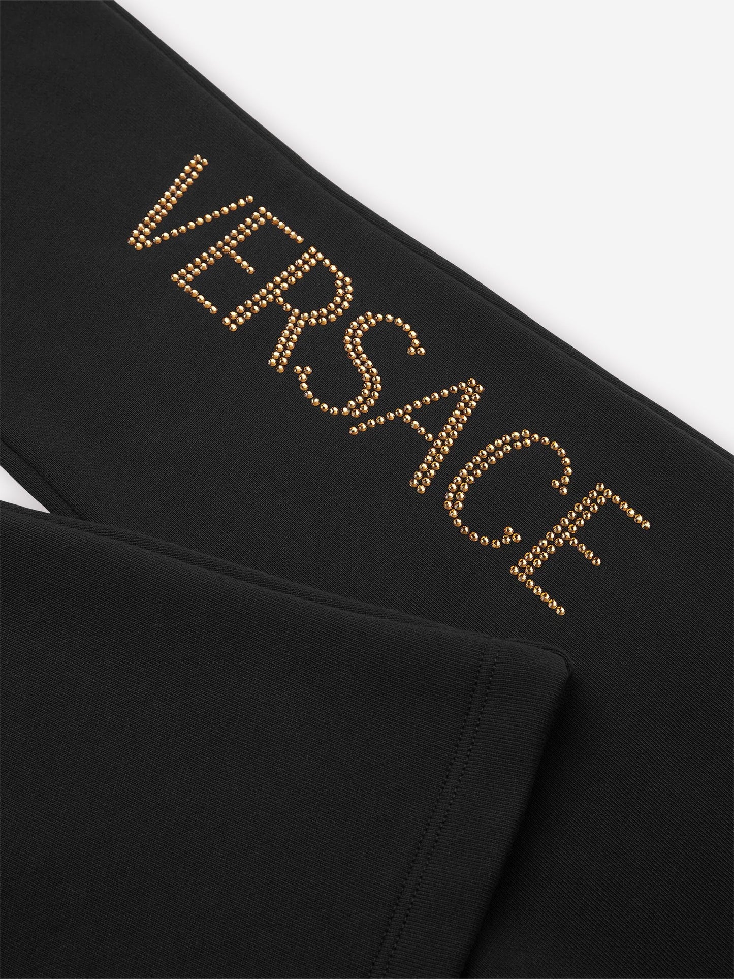 Versace 女童喇叭形徽标慢跑裤（黑色）