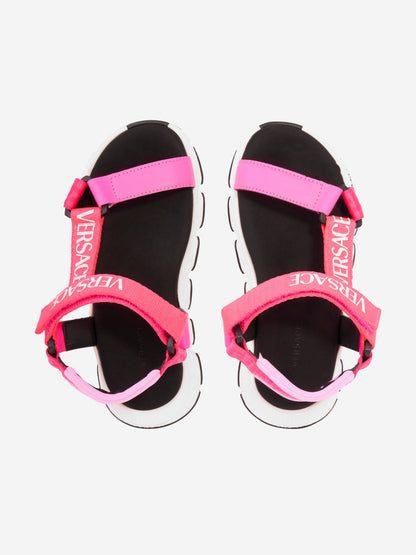Versace 女童粉色徽标系带凉鞋