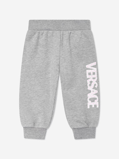 Versace 男婴 Damier Logo 慢跑裤（灰色）