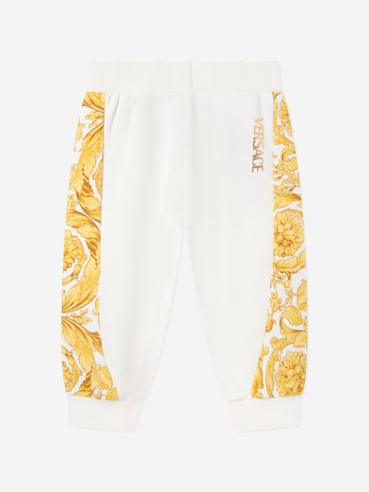 Versace Baby Barocco 白色徽标慢跑裤