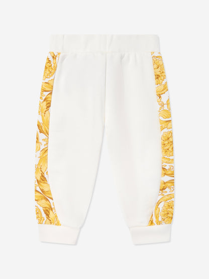 Versace Baby Barocco 白色徽标慢跑裤