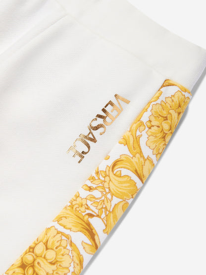 Versace Baby Barocco 白色徽标慢跑裤