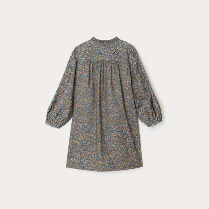 女童藏青色碎花连衣裙
