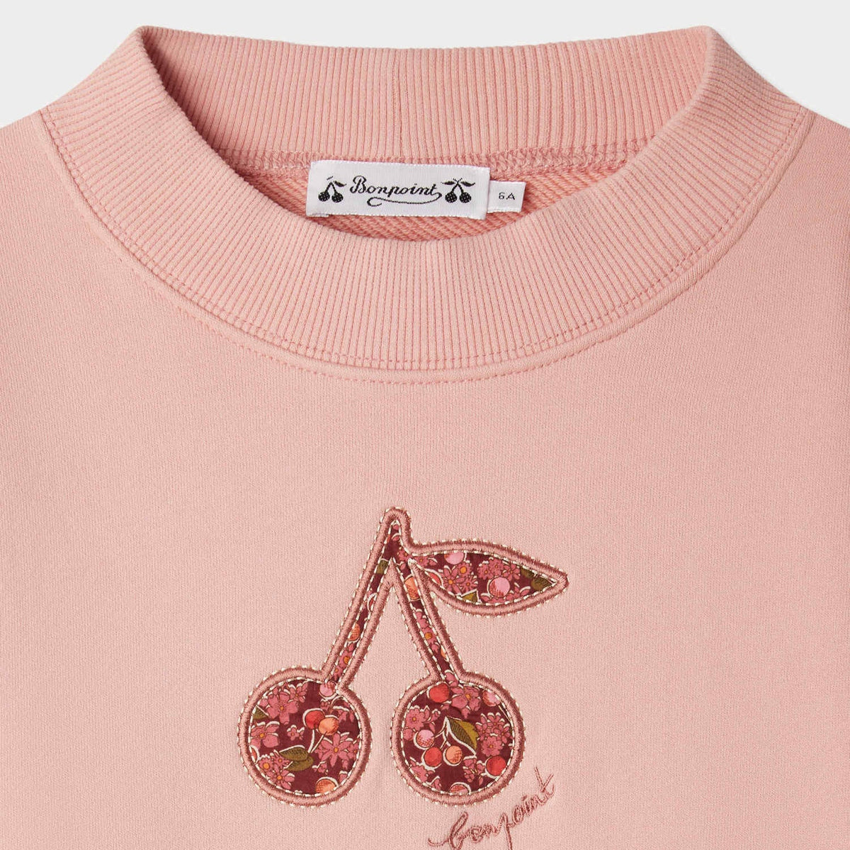 女童粉色刺绣Logo棉卫衣
