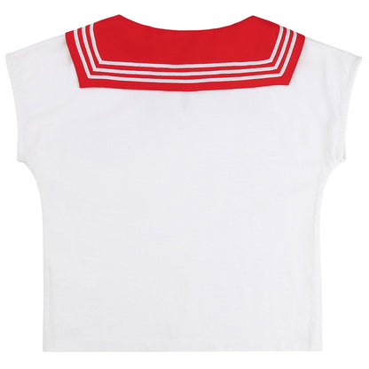 Girls White & Red "Sailor" Top