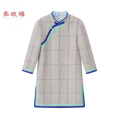 女童米白色"温润绵绵"羊毛旗袍