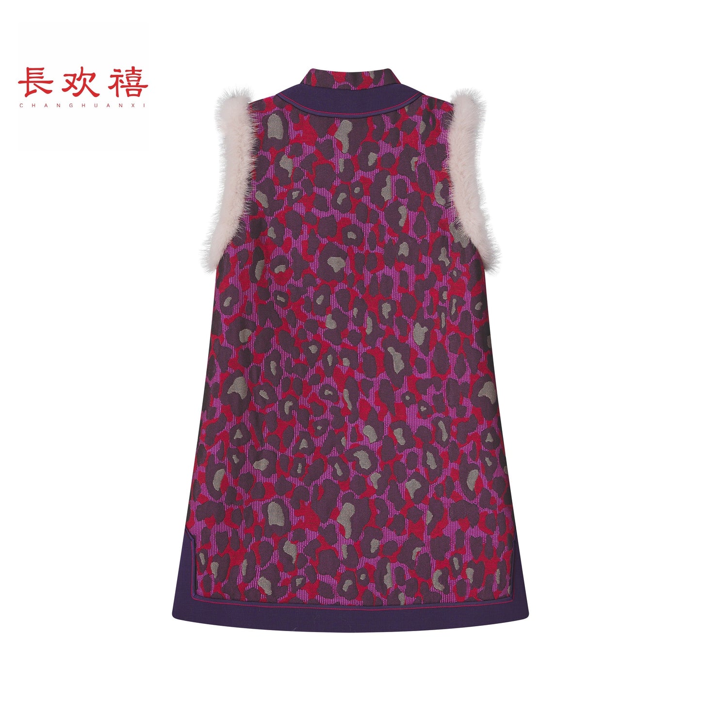女童玫红色"栩栩繁花"加棉马甲裙