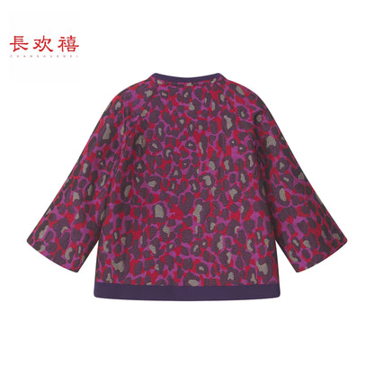 女童玫红色"栩栩繁花"加棉外套