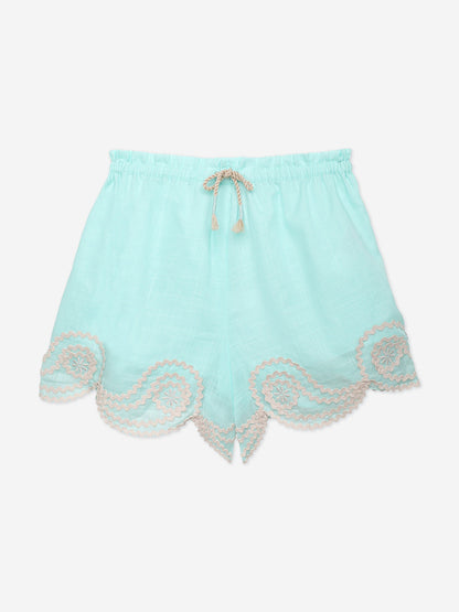 Zimmermann Girls Waverly Ric Rac Shorts in Blue