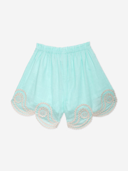 Zimmermann Girls Waverly Ric Rac Shorts in Blue