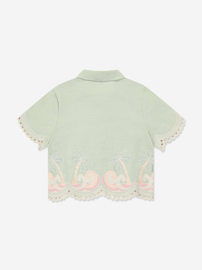 Girls Tallow Embroidered Blouse in Green