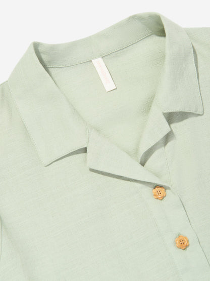 Girls Tallow Embroidered Blouse in Green