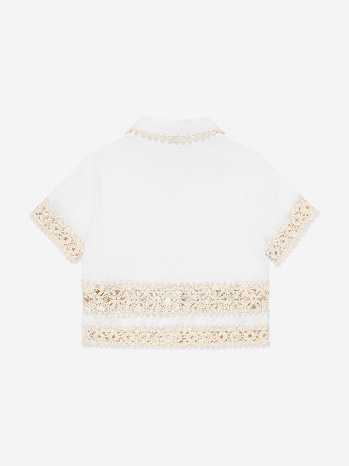 Girls Wylie Trimmed Blouse in Ivory