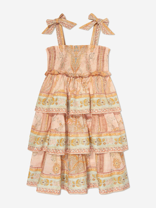 Girls Wylie Tiered Dress in Pink